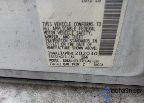 2017 Nissan Altima 2.5 Sr из США, поврежденный, VIN 1N4AL3AP8HC202030